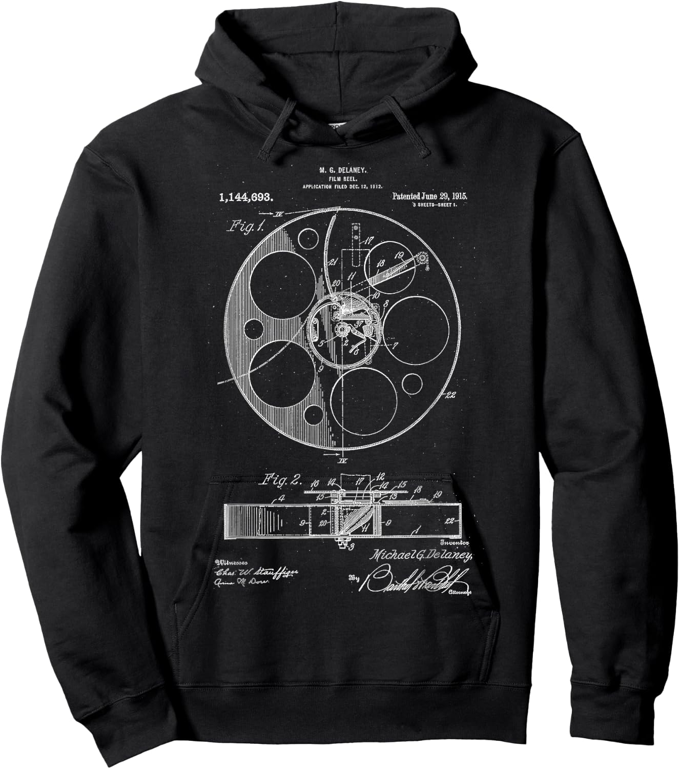 Film Roll Patent Vintage Retro Filmmaker Gift Film Hoodie - Hoodie | Black