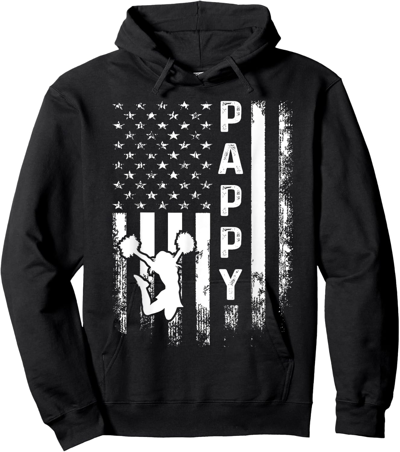 Cheer Pappy American Flag Cheerleading Cheerleader Hoodie - Hoodie | Black