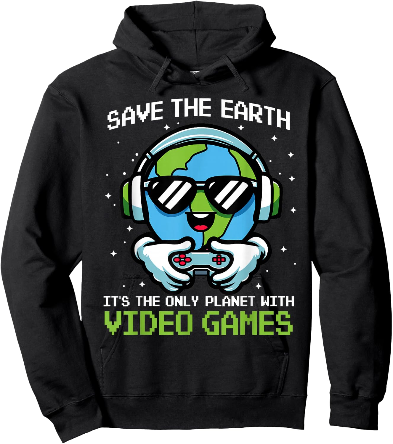 Save Earth Gamer Design - Funny Earth Day Video Game Hoodie - Hoodie | Black