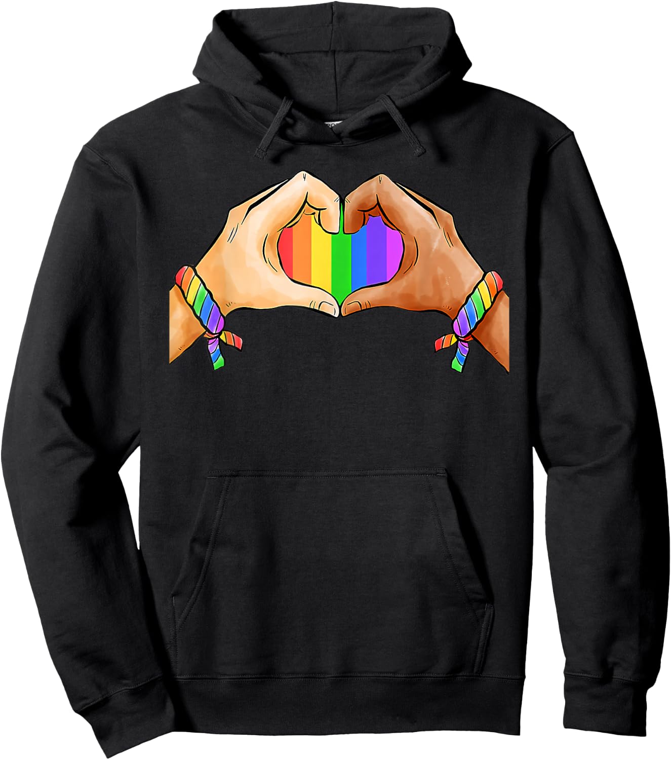 Gay Pride Clothing LGBT Rainbow Flag Heart Unity Hoodie - Hoodie | Black