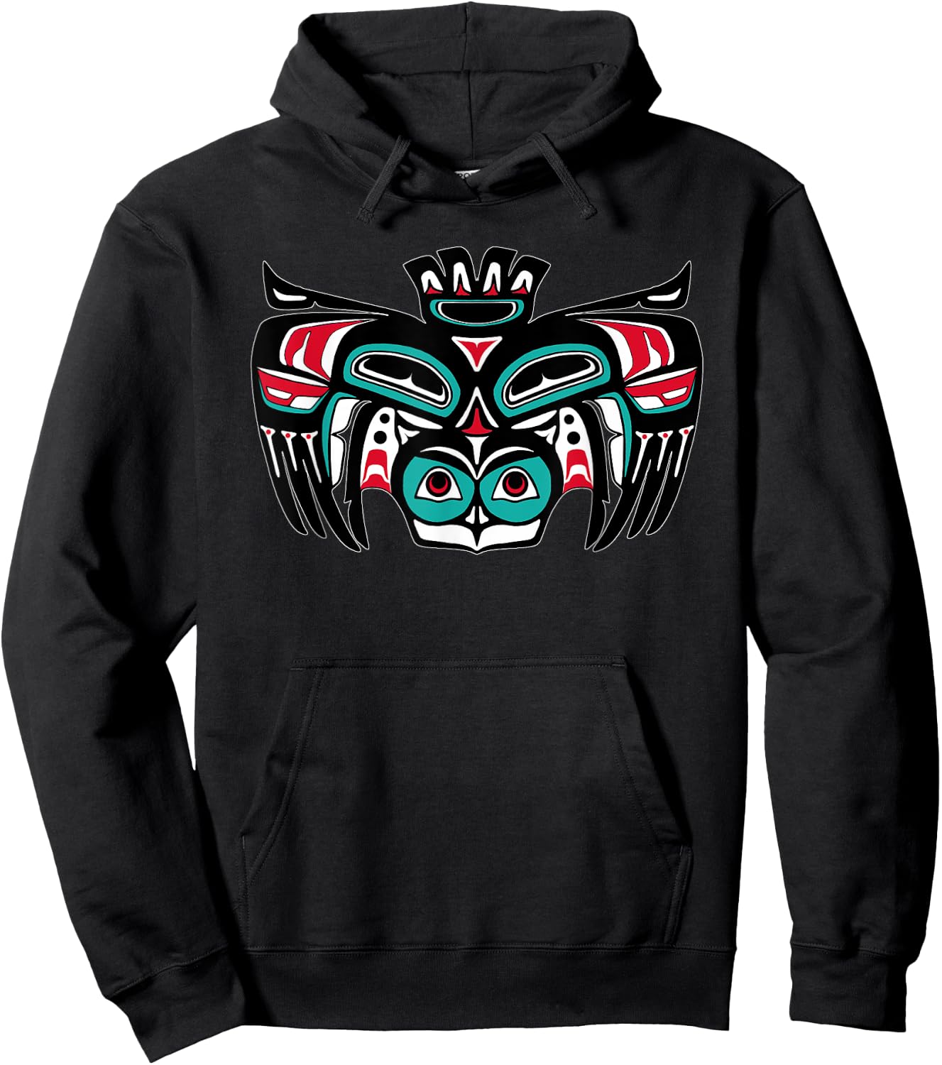 Alaska Native American Indian Style Haida Tlingit Owl Spirit Hoodie - Hoodie | Black