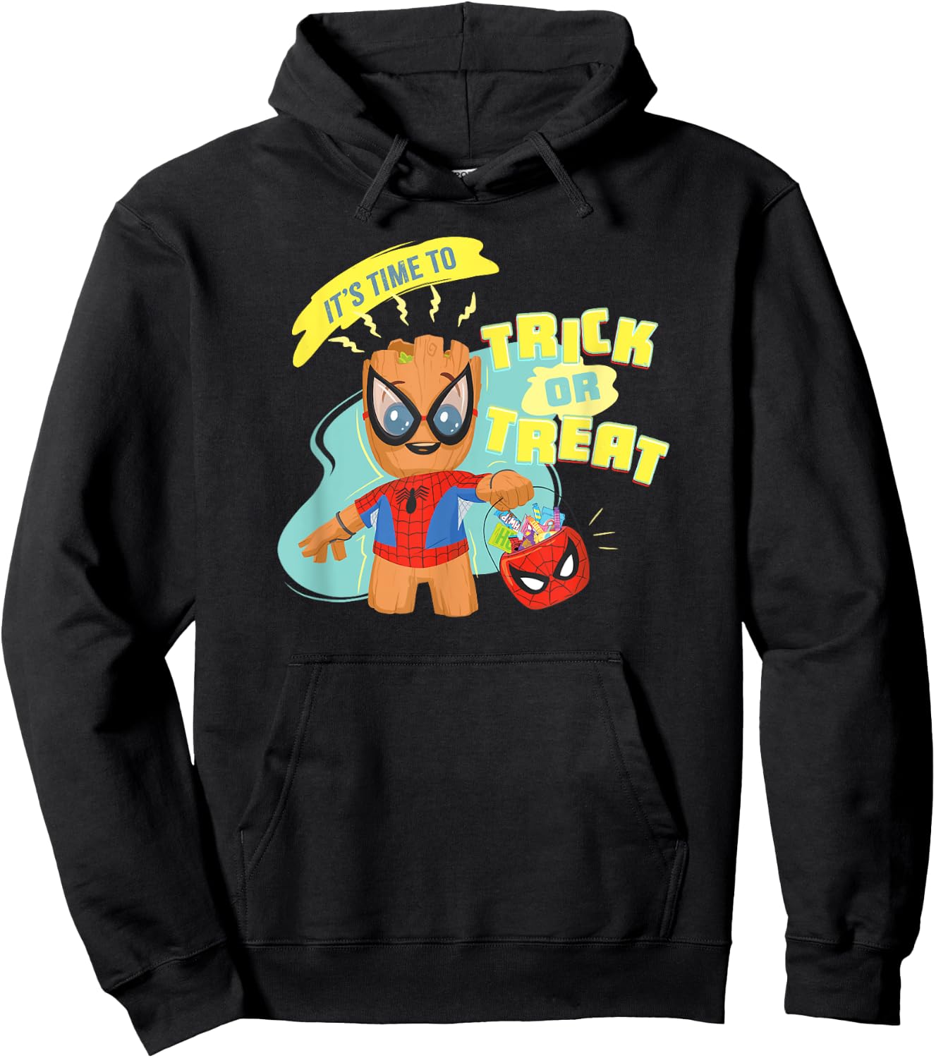 Marvel Groot in Spider-Man Costume Trick or Treat Halloween Hoodie - Hoodie | Black