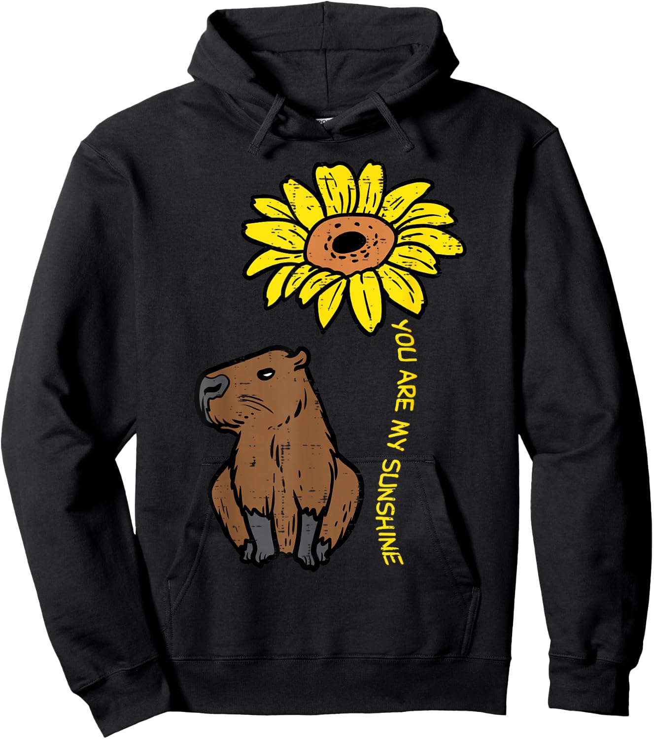 Capybara Sunflower You Are My Sunshine Capy Women Girls Kids Hoodie - Hoodie | Black