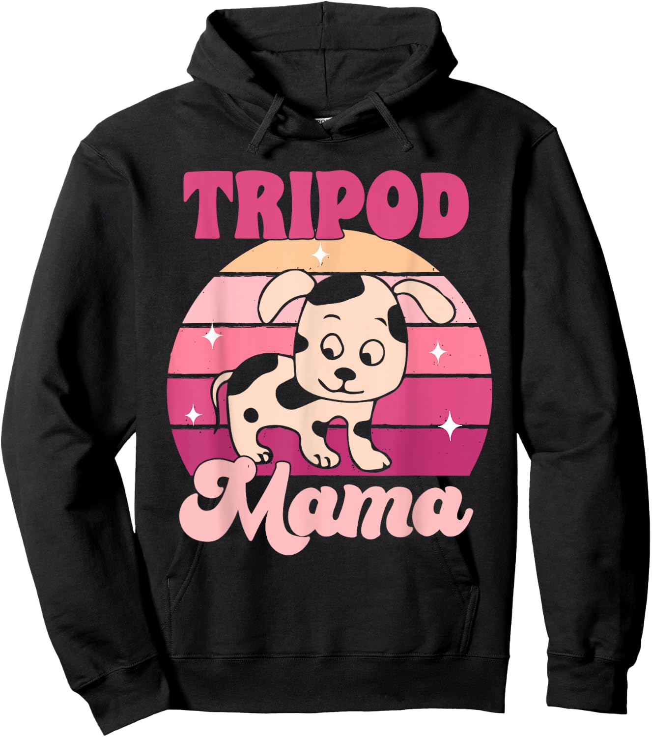 Funny Tripod Dog Mom Three Legged Dog Amputee Tripod Mama Men Women Hoodie - Hoodie | Black