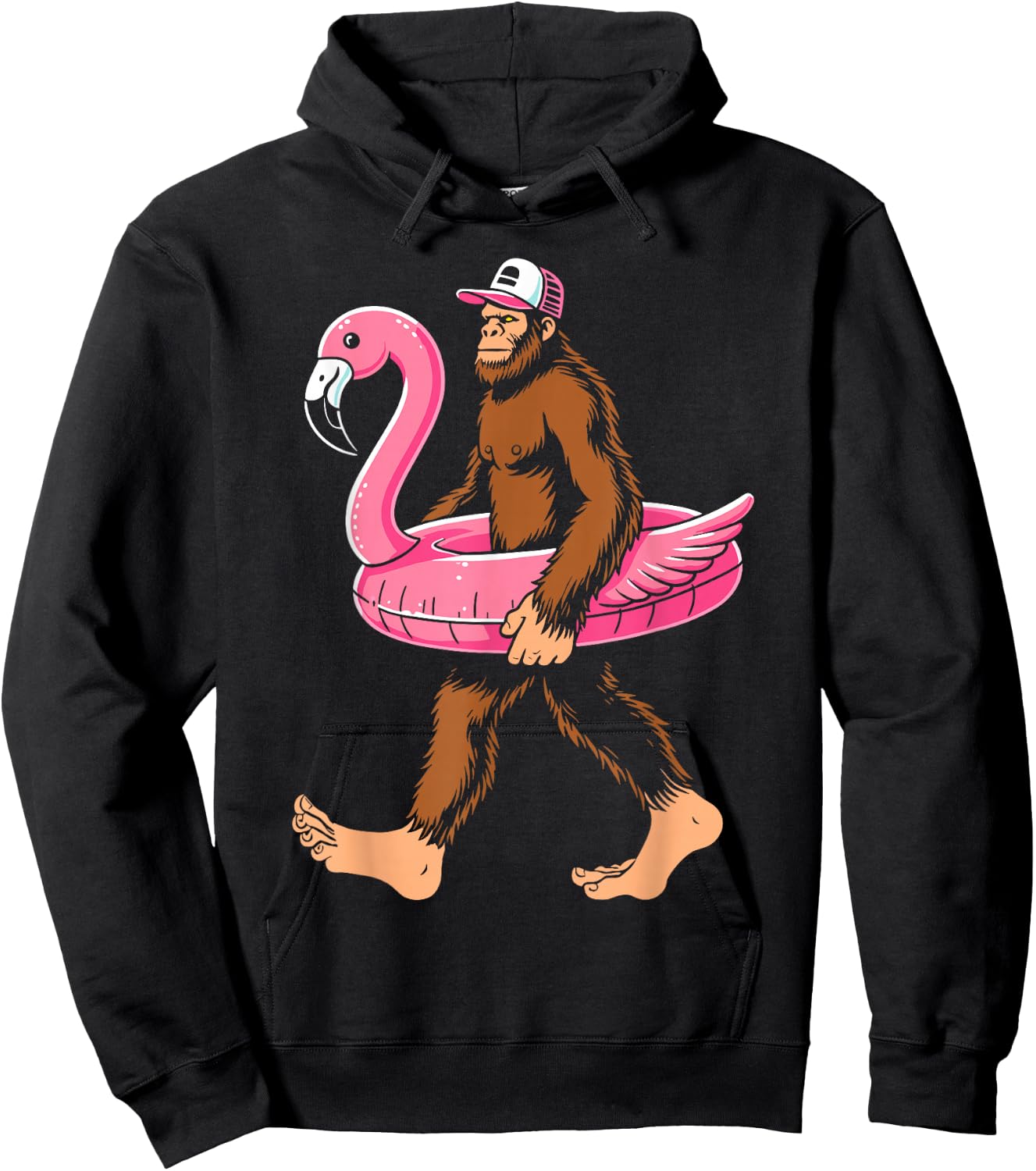 Pool party bigfoot flamingo float sasquatch pink float women Hoodie - Hoodie | Black