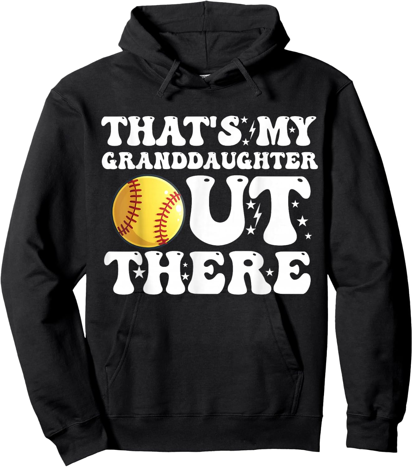 That's My Granddaughter Out There Softball Grandpa Grandma Hoodie - Hoodie | Black
