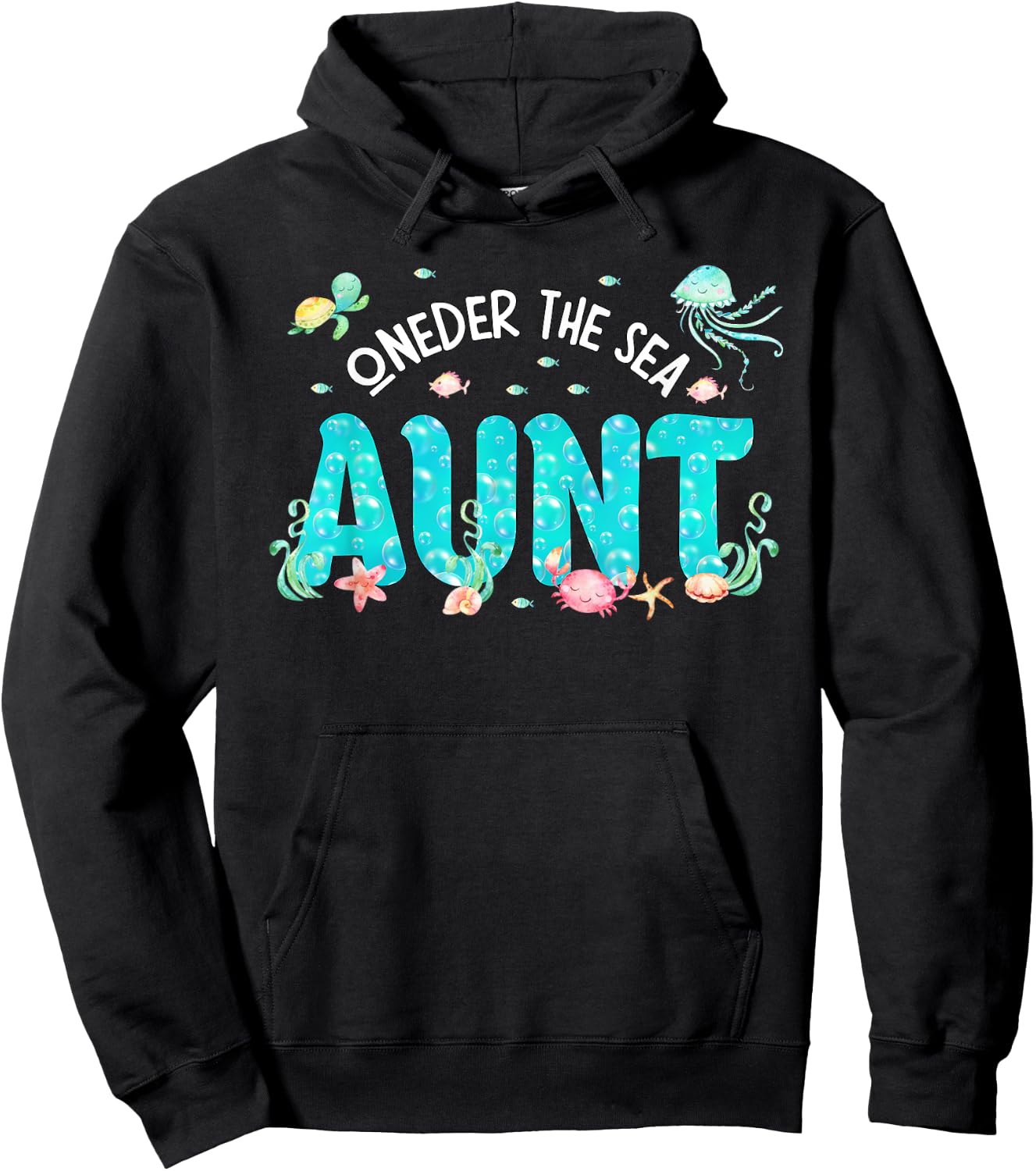 Under Sea Aunt Birthday Girl Boy Matching Family Party Hoodie - Hoodie | Black