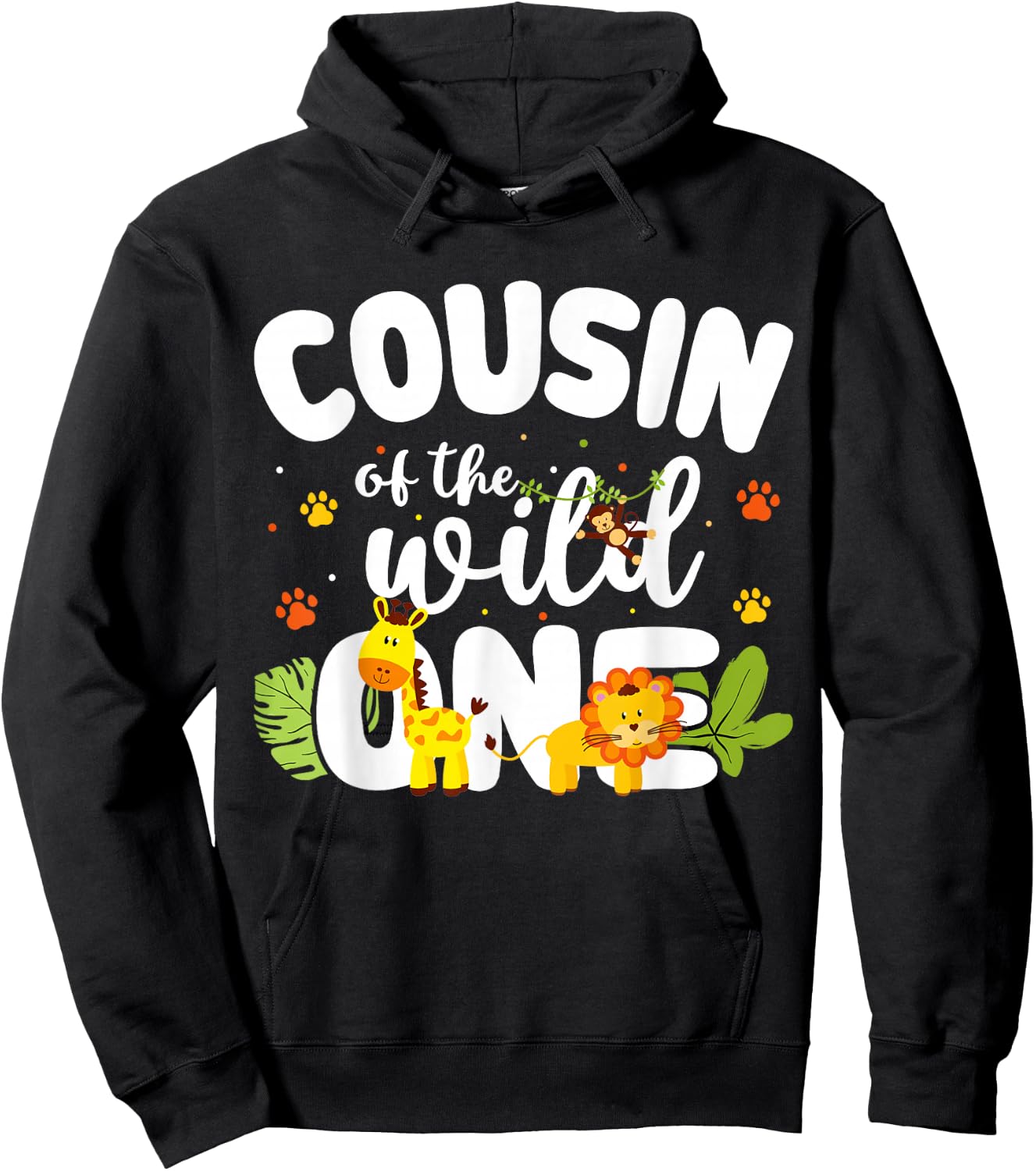 Cousin of the Wild One Zoo Birthday Safari Jungle Animal Hoodie - Hoodie | Black