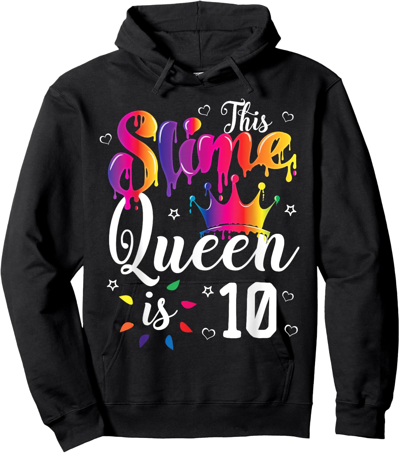 slime queen crown Birthday 10th Gift girls 10 years old Hoodie - Hoodie | Black