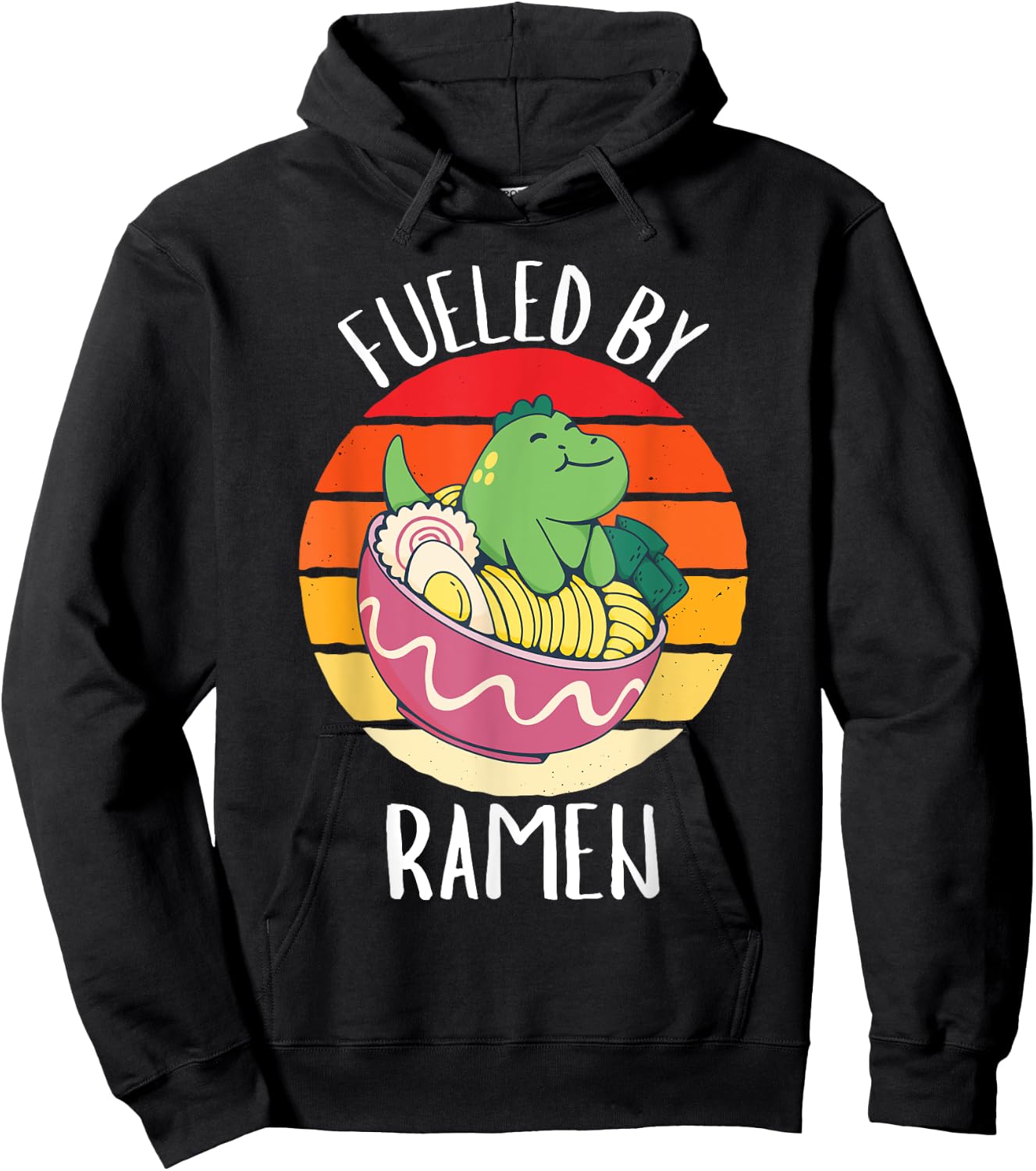 Retro Dinosauer Fueled By Ramen Vintage Ramen Lover Hoodie - Hoodie | Black