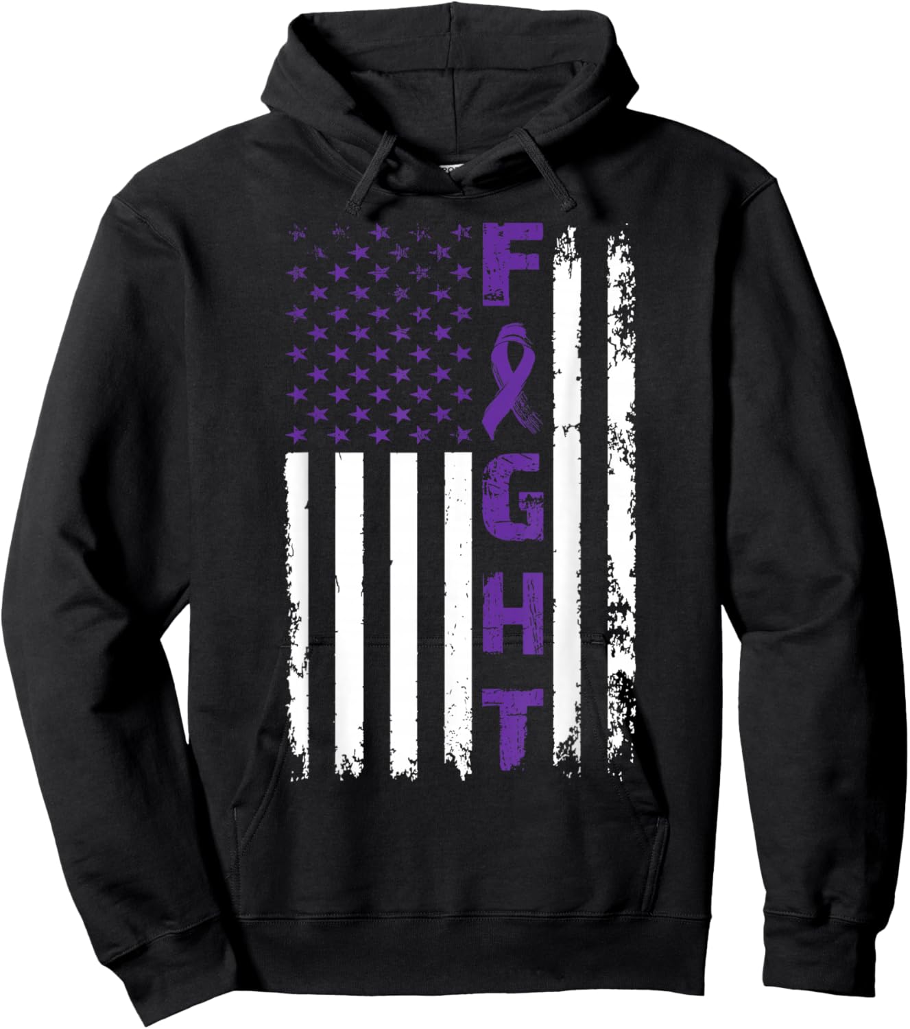 Fight Alzheimer's Dementia Awareness American Flag Hoodie - Hoodie | Black
