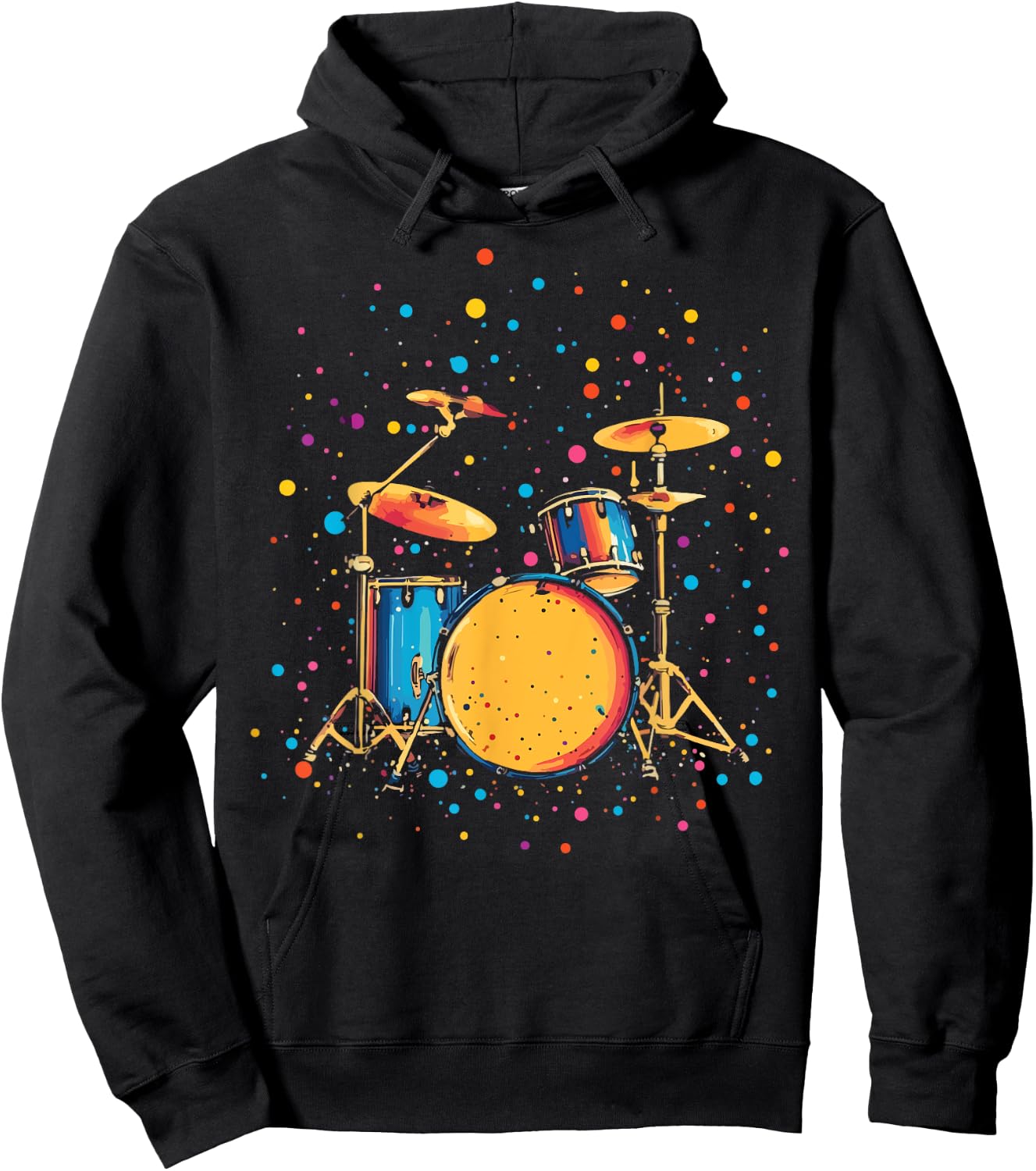 Polka Dots Pop Art Drum Set Funny Drummer Musician Music Hoodie - Hoodie | Black