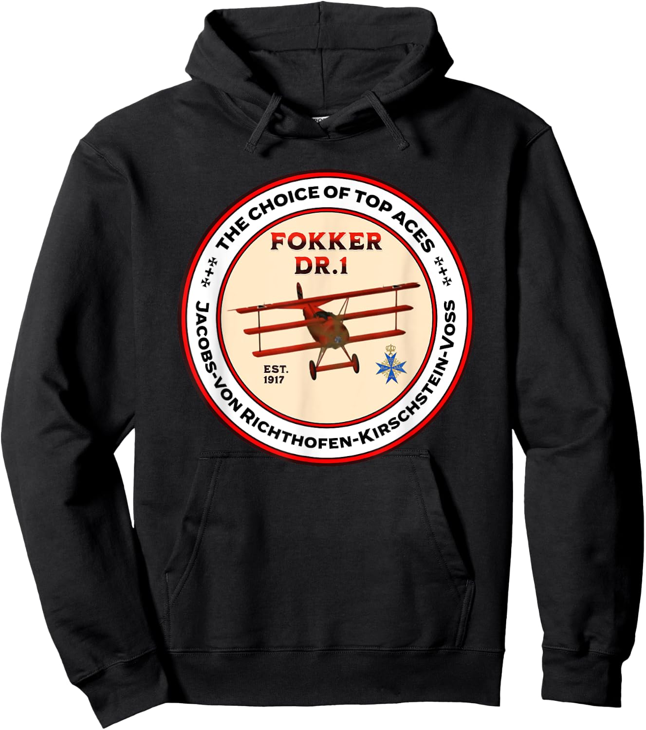 Fokker DR1 Triplane WW1 Fighter Plane Choice Of Top Aces Hoodie - Hoodie | Black