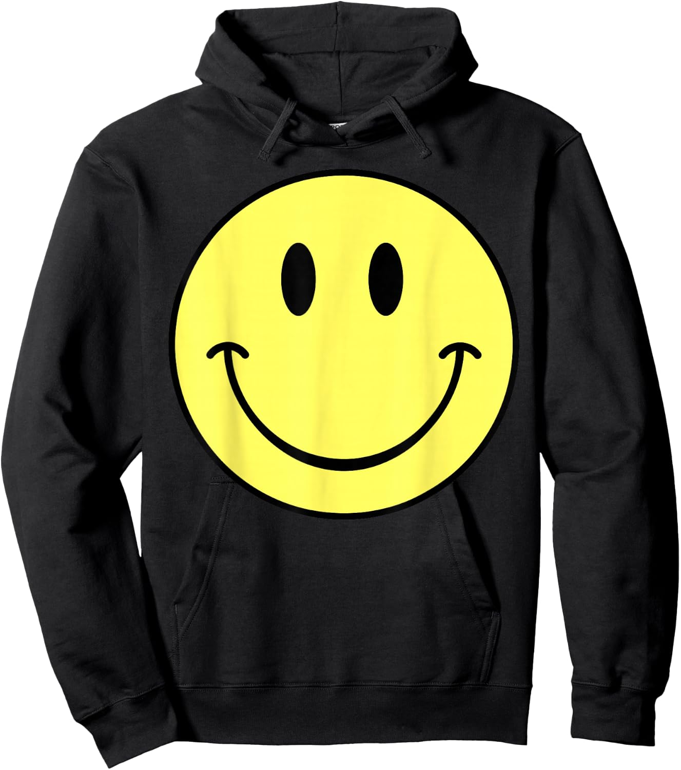 70s Yellow Smile Face Happy Cute Smiling Face Funny Retro Hoodie - Hoodie | Black