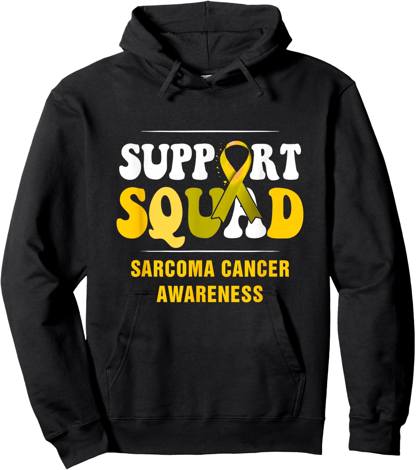 Support-Squad Sarcoma Cancer Awareness Yellow Ribbon Team Hoodie - Hoodie | Black