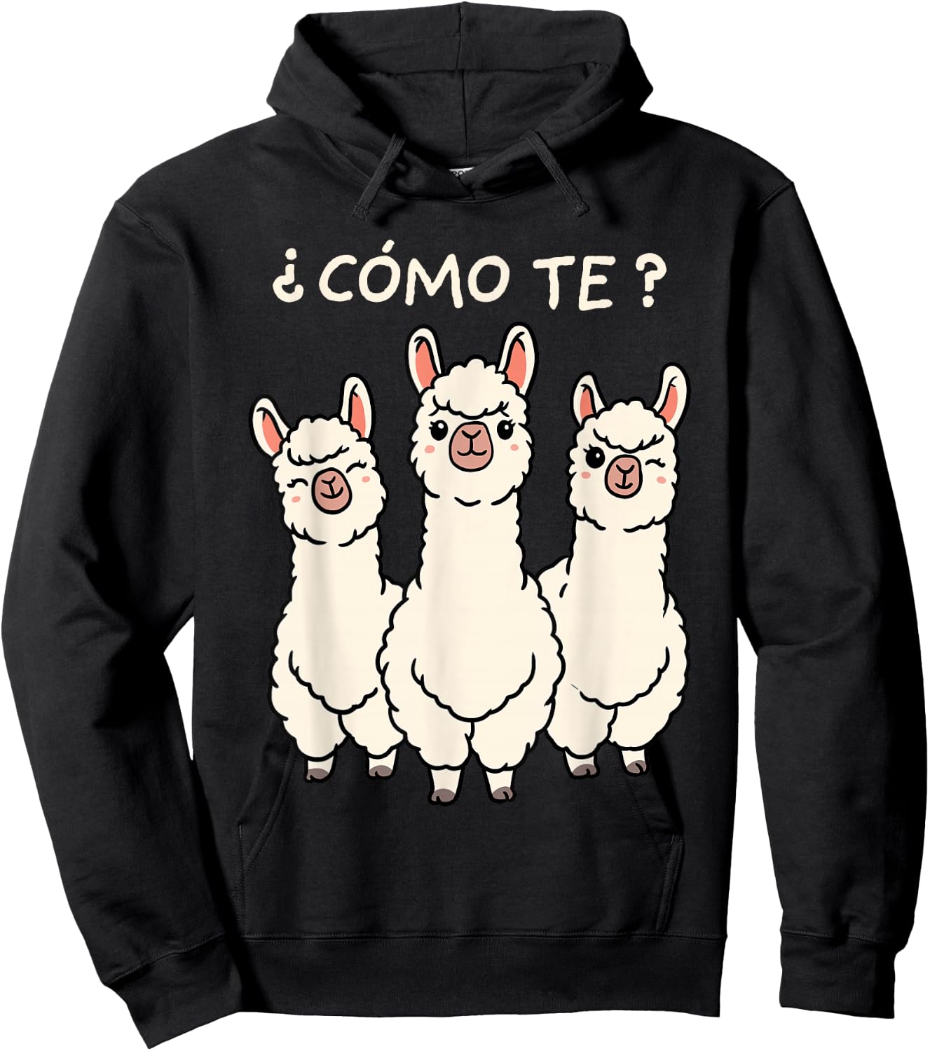 Como Te Llamas Shirt Funny Llama Spanish Teacher Joke Hoodie - Hoodie | Black