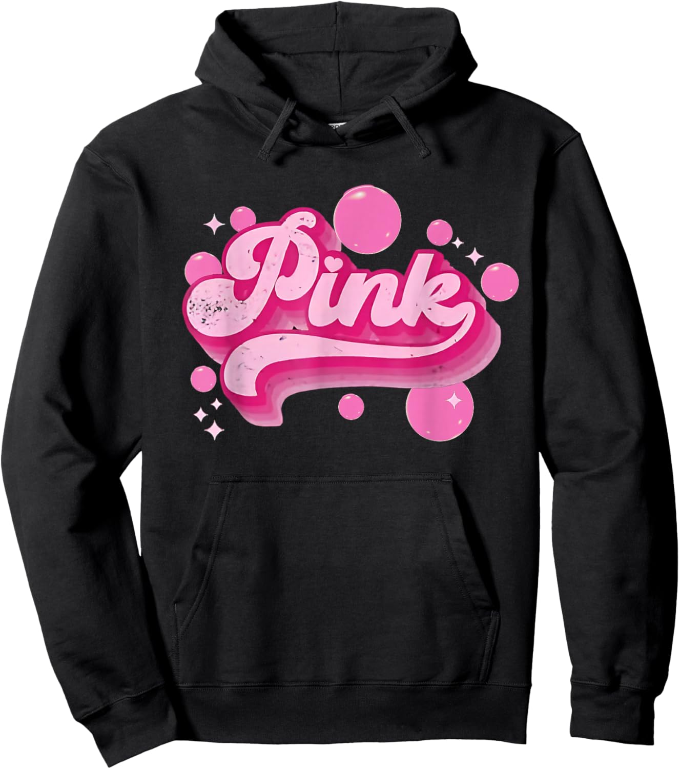 Retro Pink Personalized Name Pink Women Kids Meme Hoodie - Hoodie | Black