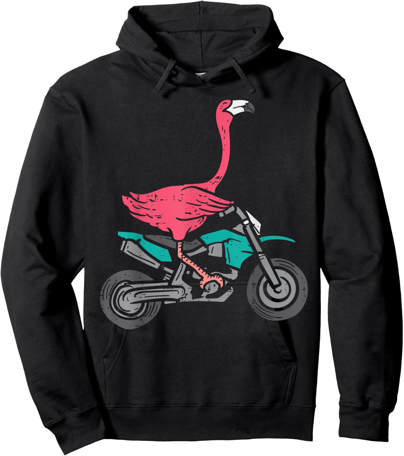 Flamingo Riding Dirt Bike Funny Motocross Biker Women Girls Hoodie - Hoodie | Black