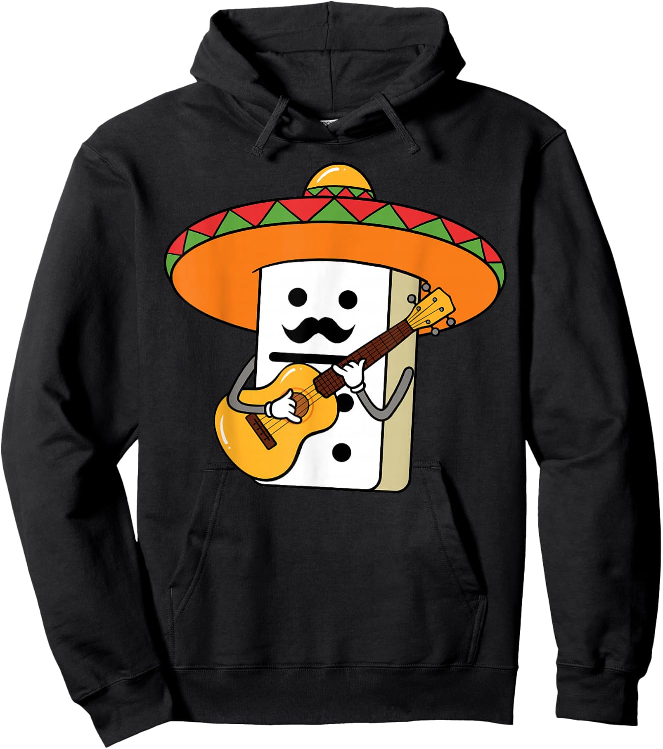 Mexican Train Domino Playing Guitar With Sombrero Hoodie - Hoodie | Black