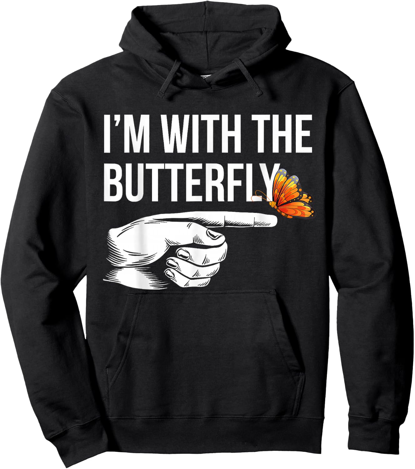I'm With Butterfly Party Matching Couples Halloween Costume Hoodie - Hoodie | Black