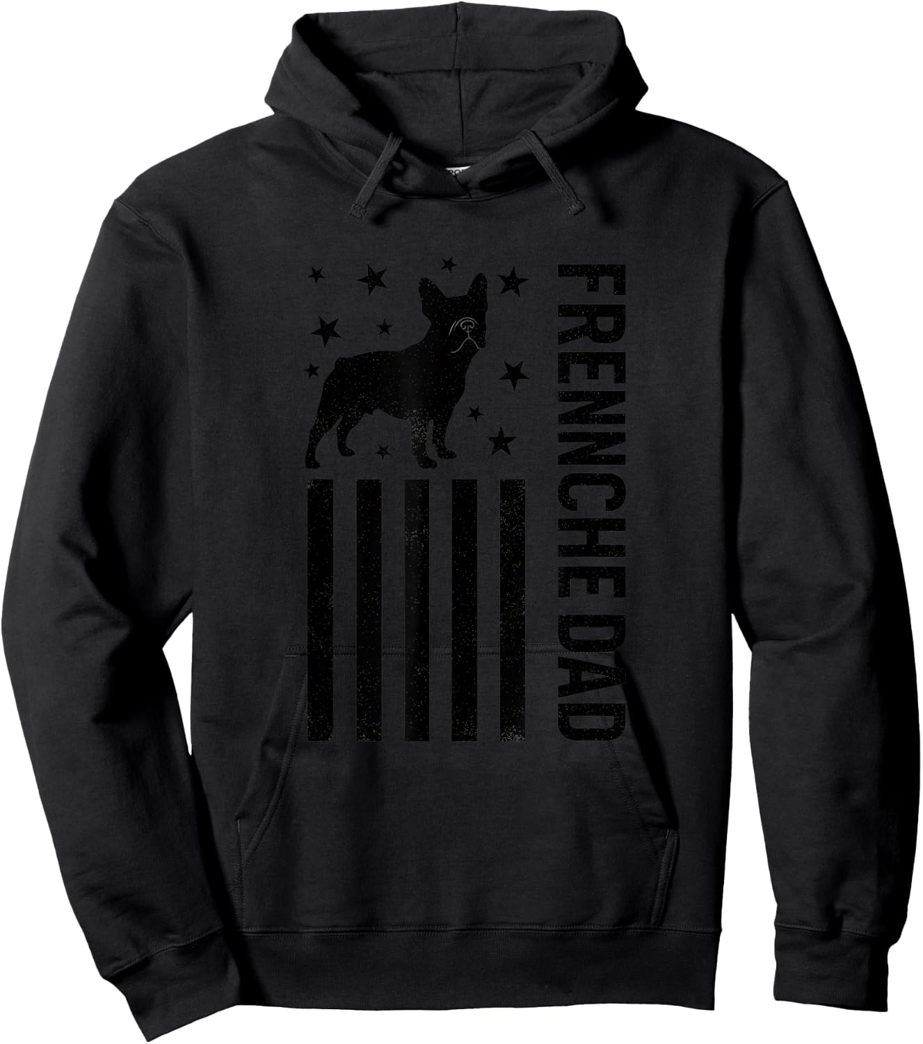 Dog Frenchie Dad French Bulldog Patriotic Dad Hoodie - Hoodie | Black