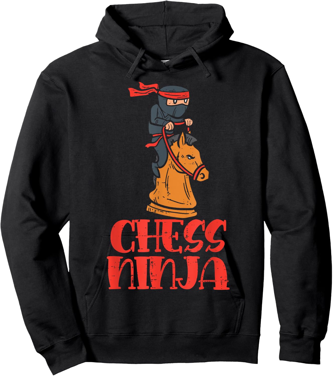 Chess Ninja On Knight Horse Funny Player Boys Girls Kids Hoodie - Hoodie | Black