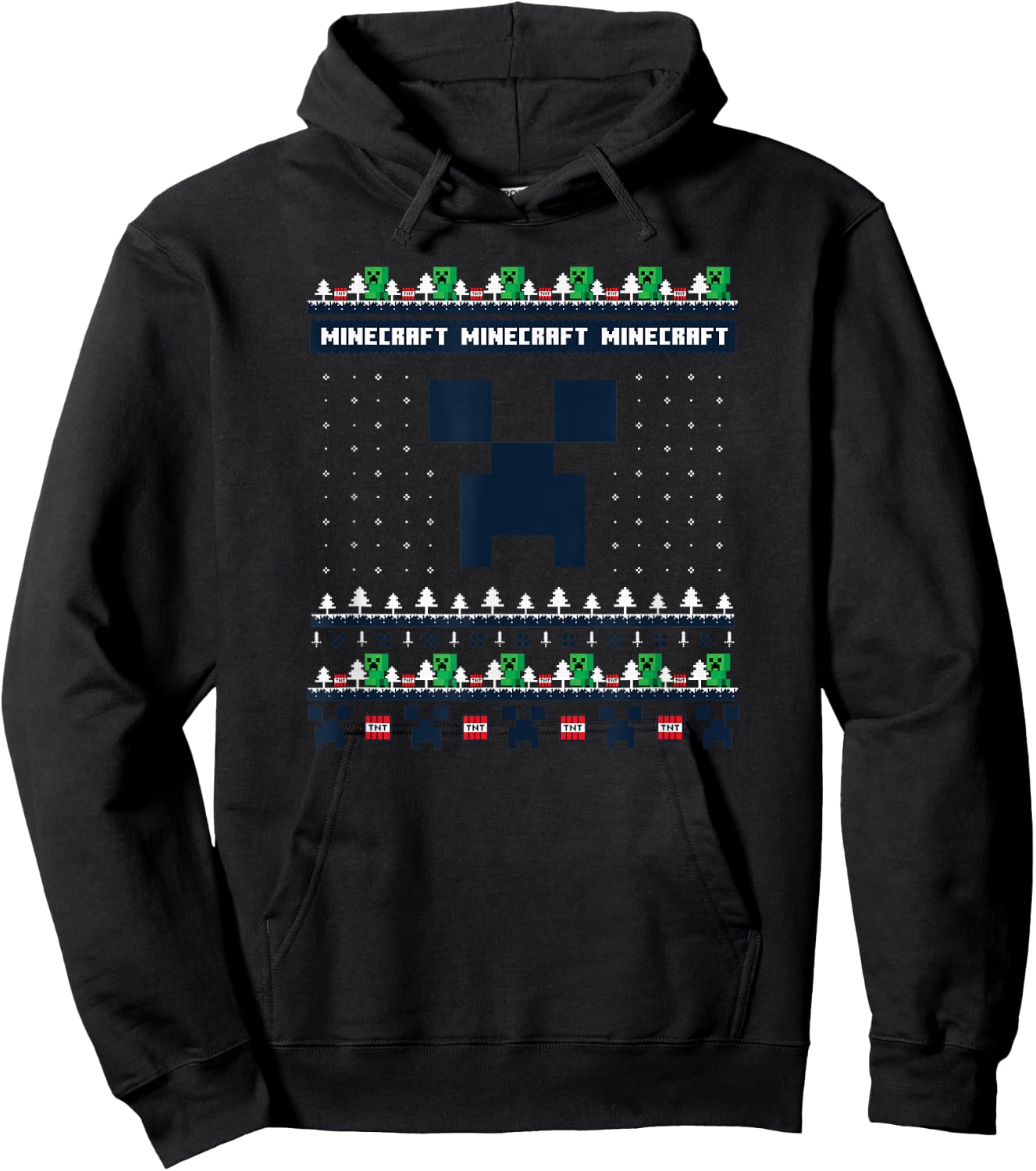 Minecraft Christmas Creeper Blocks Ugly Holiday Sweater Hoodie - Hoodie | Black