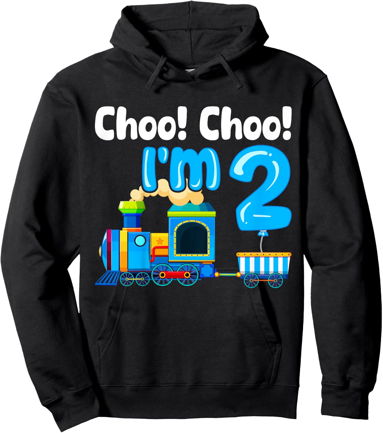 Train Choo Choo I'm 2 Years Old 2nd Birthday Train Kids Hoodie - Hoodie | Black