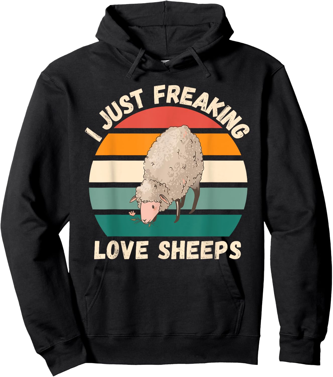 Retro Sheeps I Just Freaking Love Sheeps Animals Lover Hoodie - Hoodie | Black