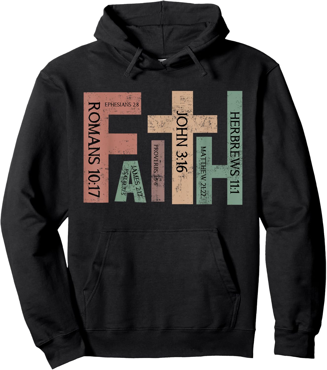 Retro Christian Faith Bible Verse Religious Christian Cross Hoodie - Hoodie | Black