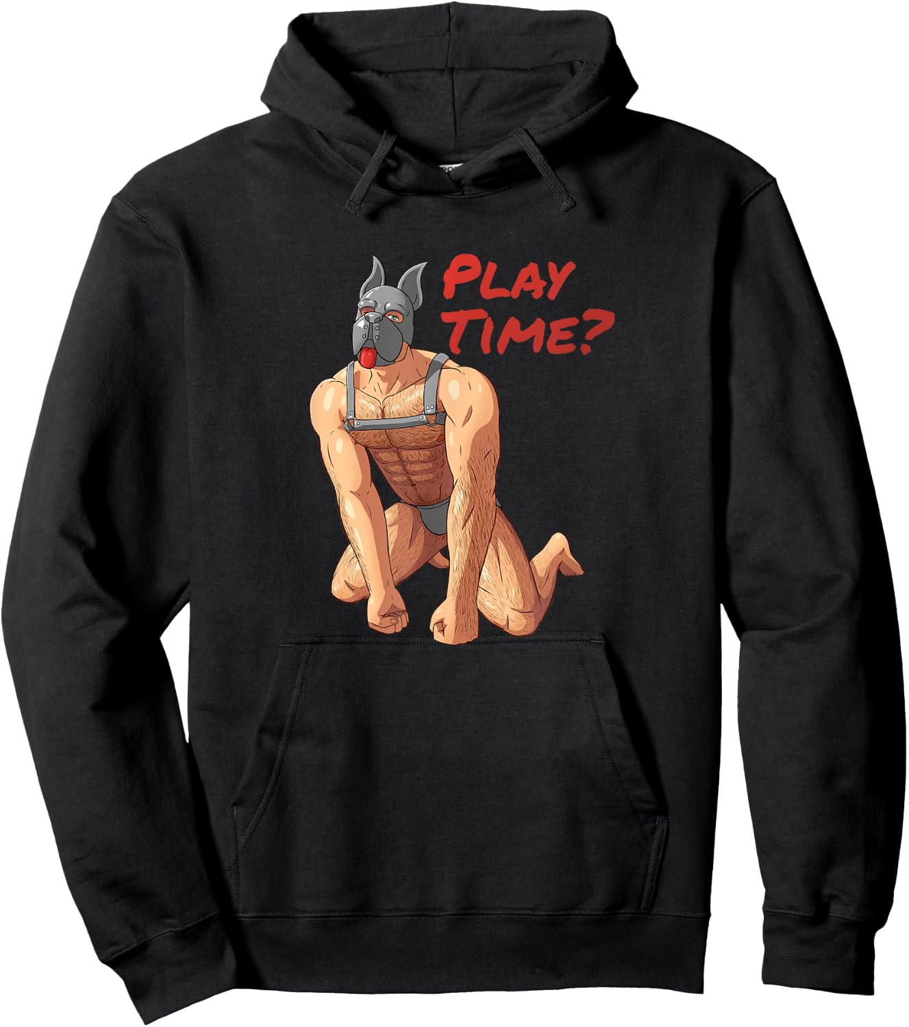 Gay Pup Play Leather Harness Puppy Play Muscle Kink Pride Hoodie - Hoodie | Black