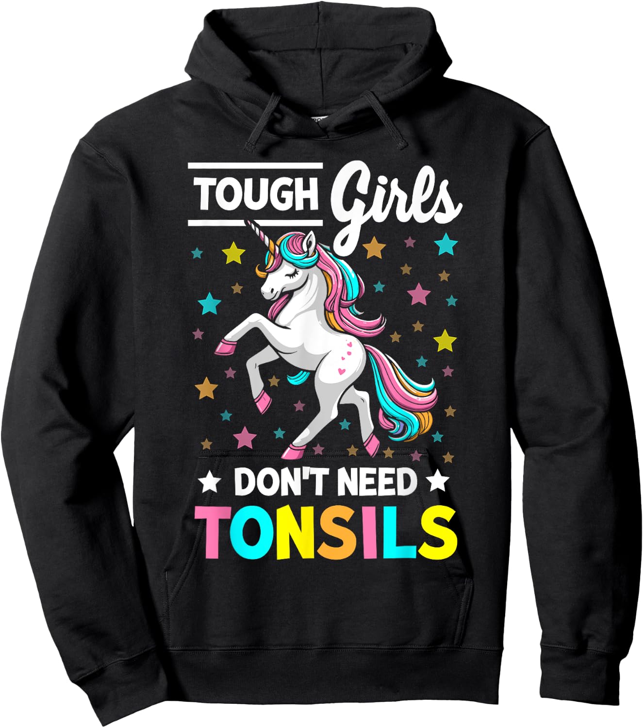Tonsil Surgery Recovery Girls Unicorn Tonsil Removal Hoodie - Hoodie | Black