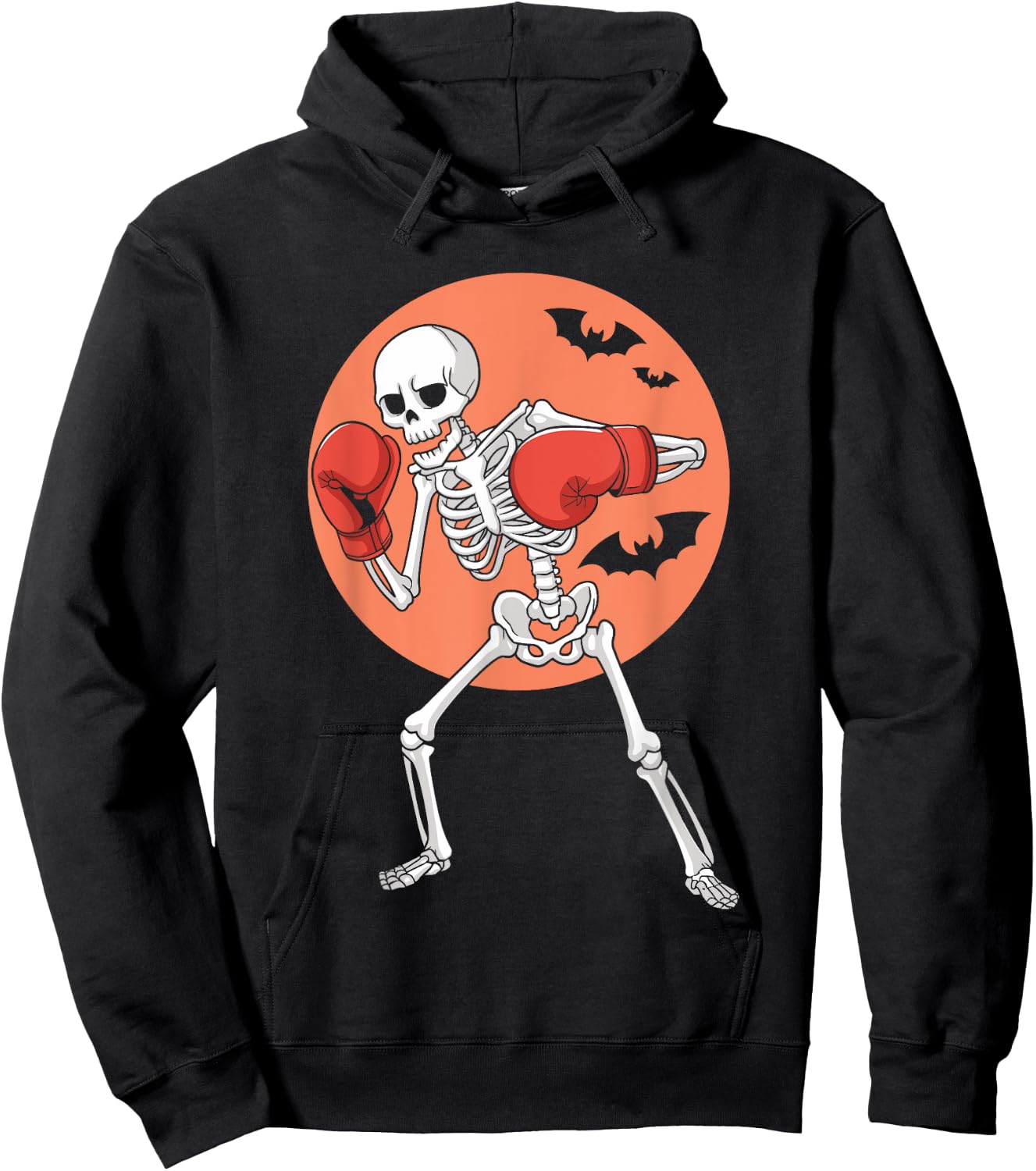 Funny Skeleton Boxing Lovers Spooky Halloween Boxer Moon Hoodie - Hoodie | Black