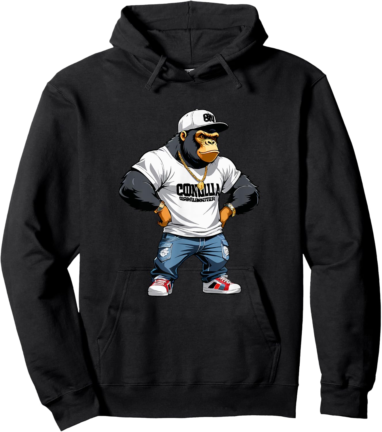 Gangster Gorilla Ape Rapper Hip-Hop Outfit Hoodie - Hoodie | Black