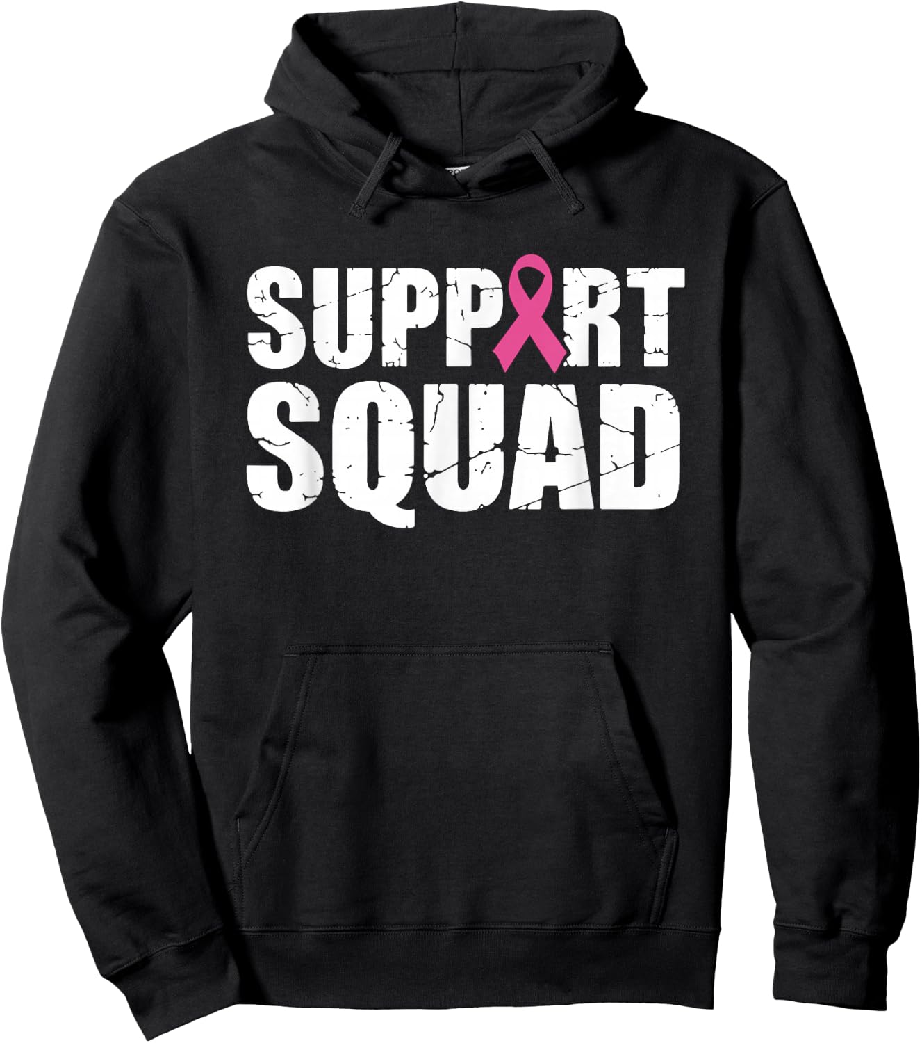 Support Squad Pink Ribbon Breast Cancer Awareness Women Hoodie - Hoodie | Black