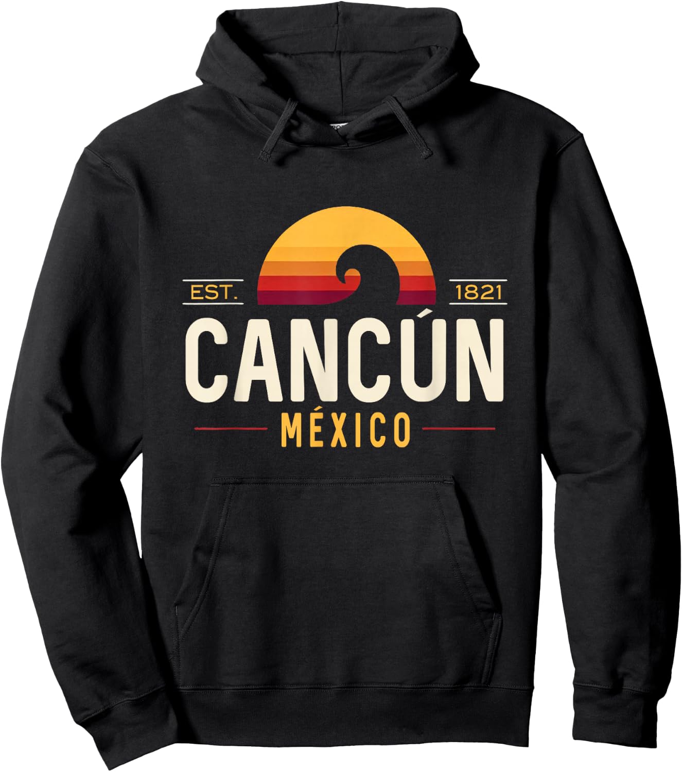 Cancún México | Cancun Mexico Retro Wave Logo Hoodie - Hoodie | Black