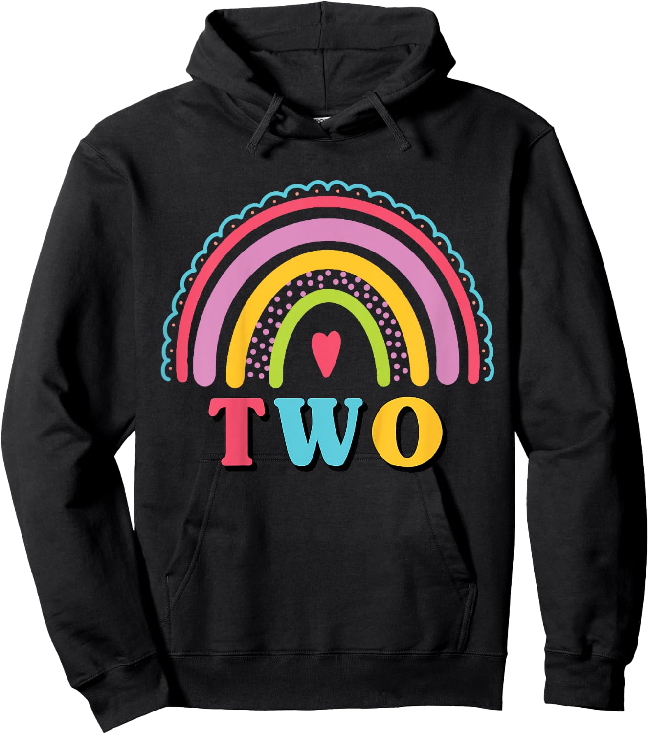 Kids Rainbow Birthday Girl Two Years Old 2nd Birthday Kids Girls Hoodie - Hoodie | Black