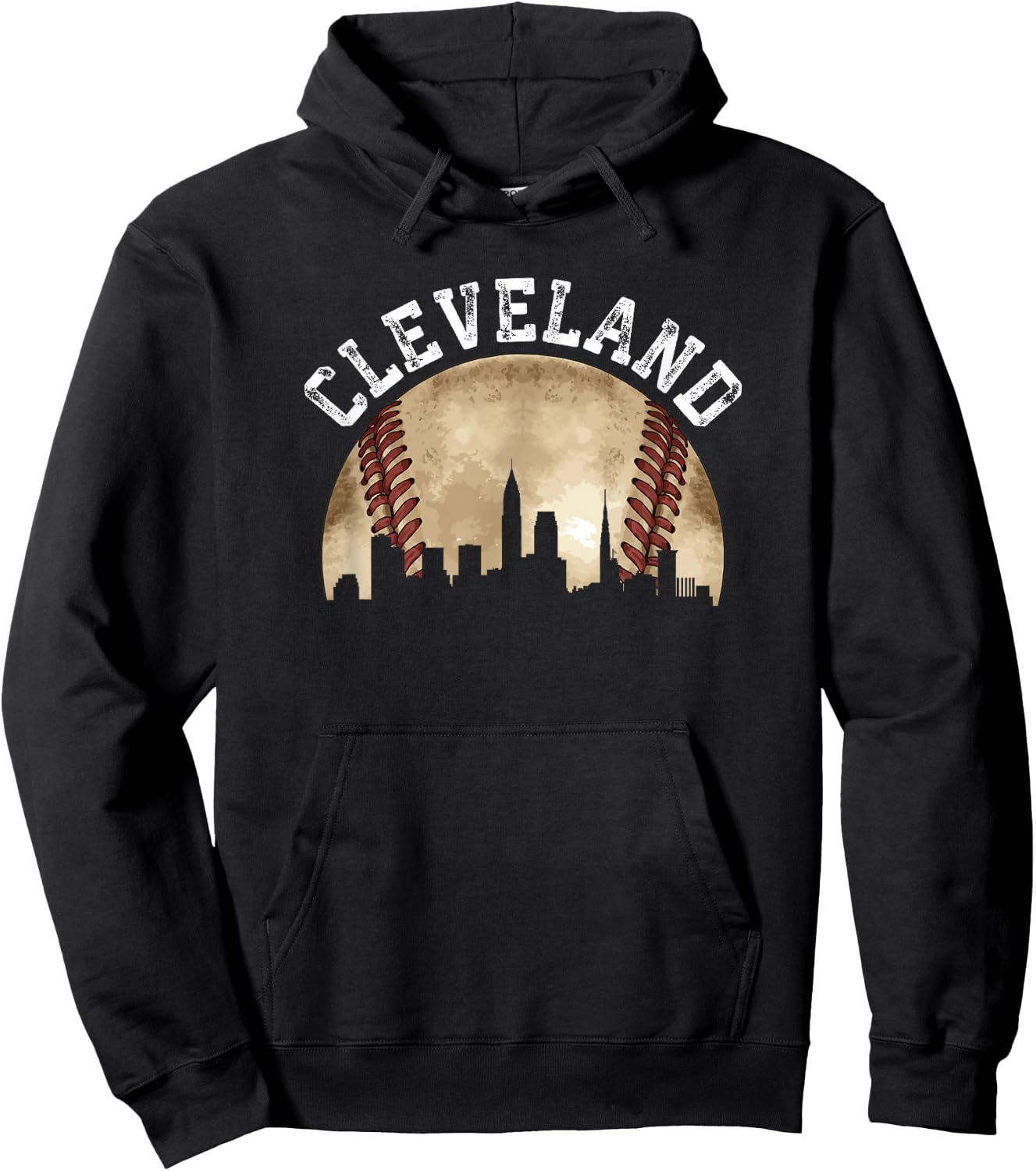 Cleveland Skyline City Vintage Baseball Lover Hoodie - Hoodie | Black