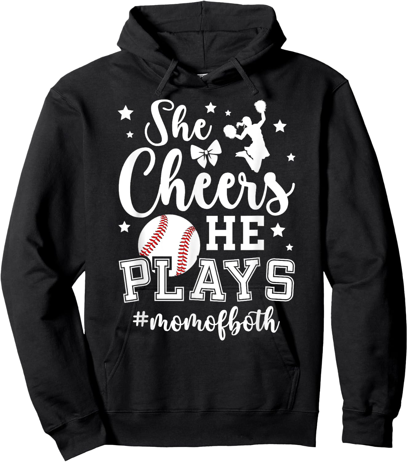 She Cheers He Plays Mom Of Both Cheer And Baseball Mom Hoodie - Hoodie | Black