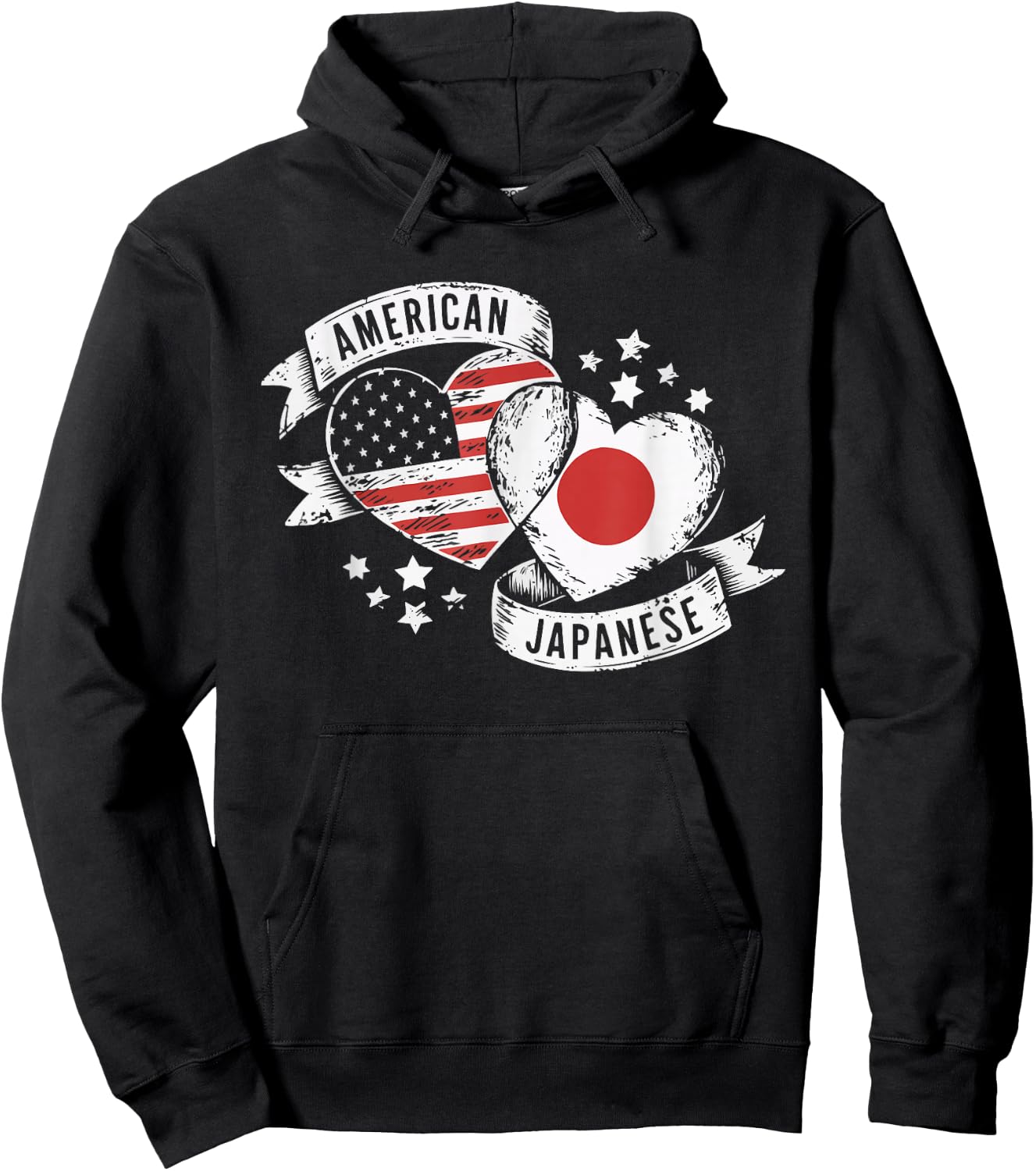 Half Japanese Half American USA Flag Japan America Hoodie - Hoodie | Black