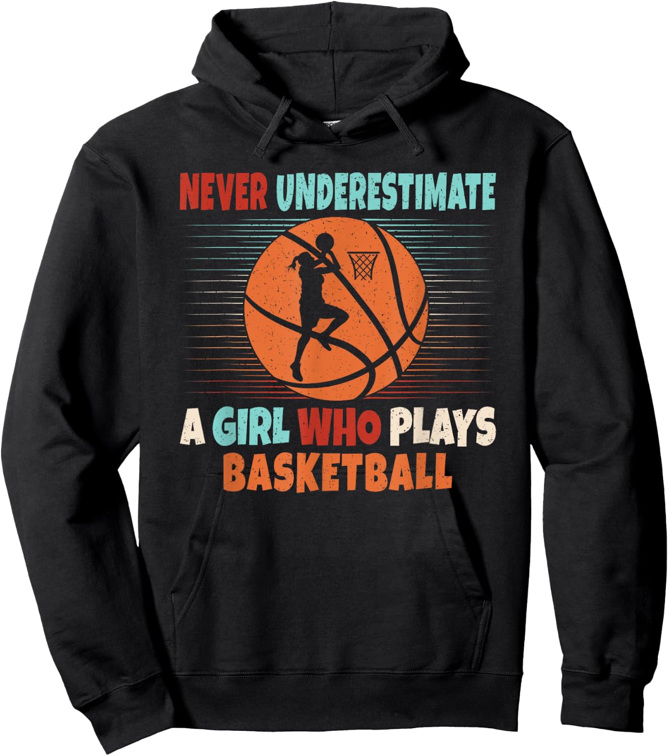 Never Underestimate A Girl Who Plays Basketball Lover Hoodie - Hoodie | Black