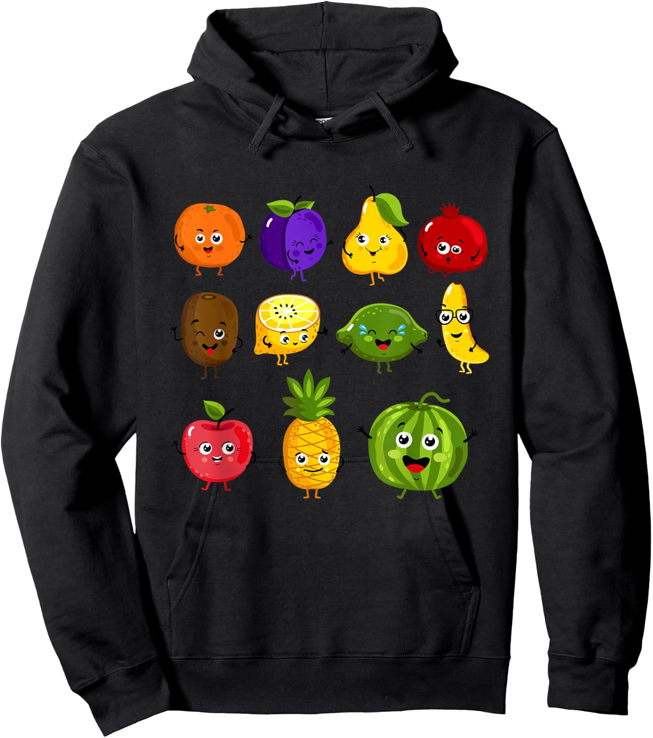 Funny Fruits Collage Fruit and Vegetables Hoodie - Hoodie | Black