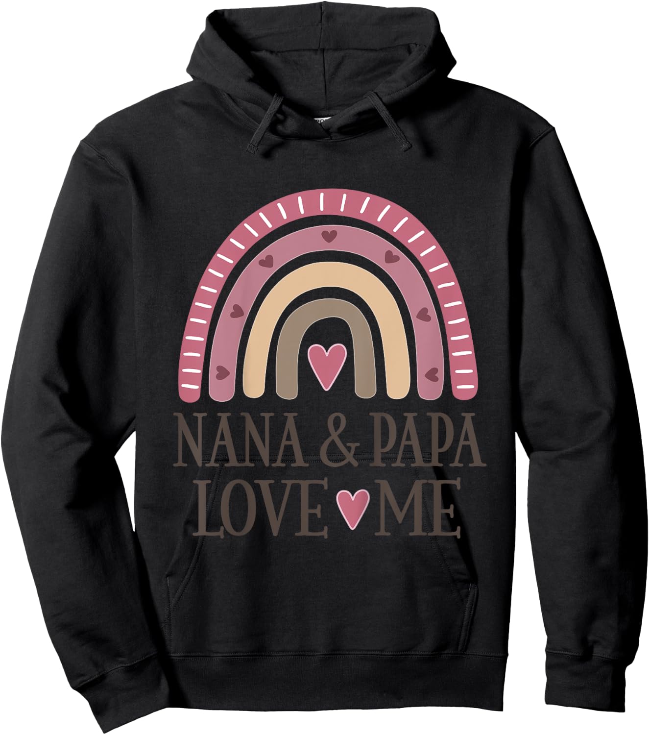 Kids Nana And Papa Love Me Granddaughter Rainbow Hoodie - Hoodie | Black