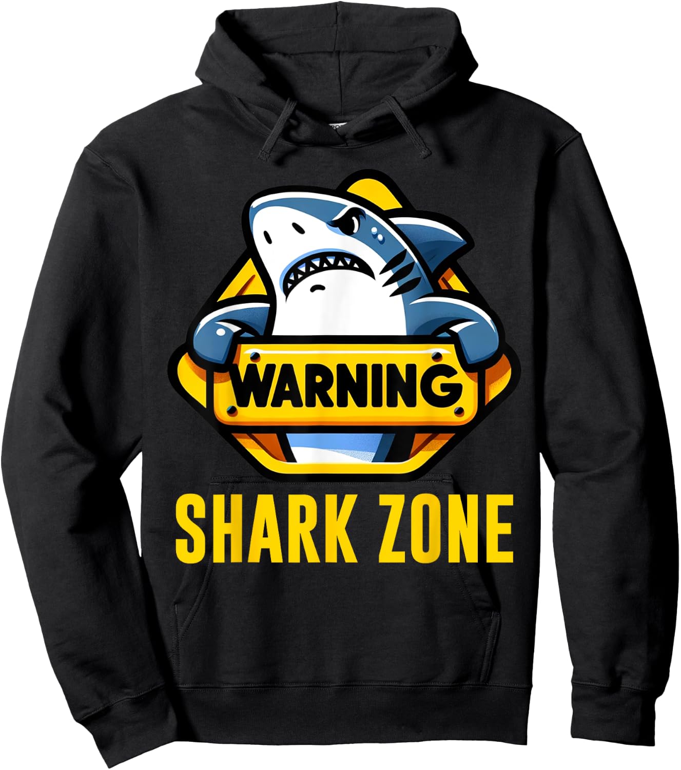 Cool Shark Warning Shark Zone Beach Funny Shark , Small, Black Hoodie - Hoodie | Black