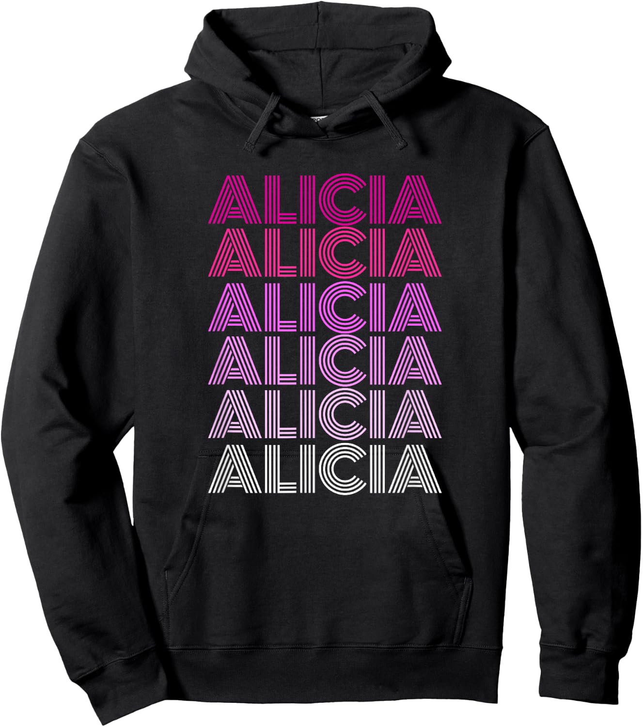 Retro Style Alicia Pink Ombre Hoodie - Hoodie | Black