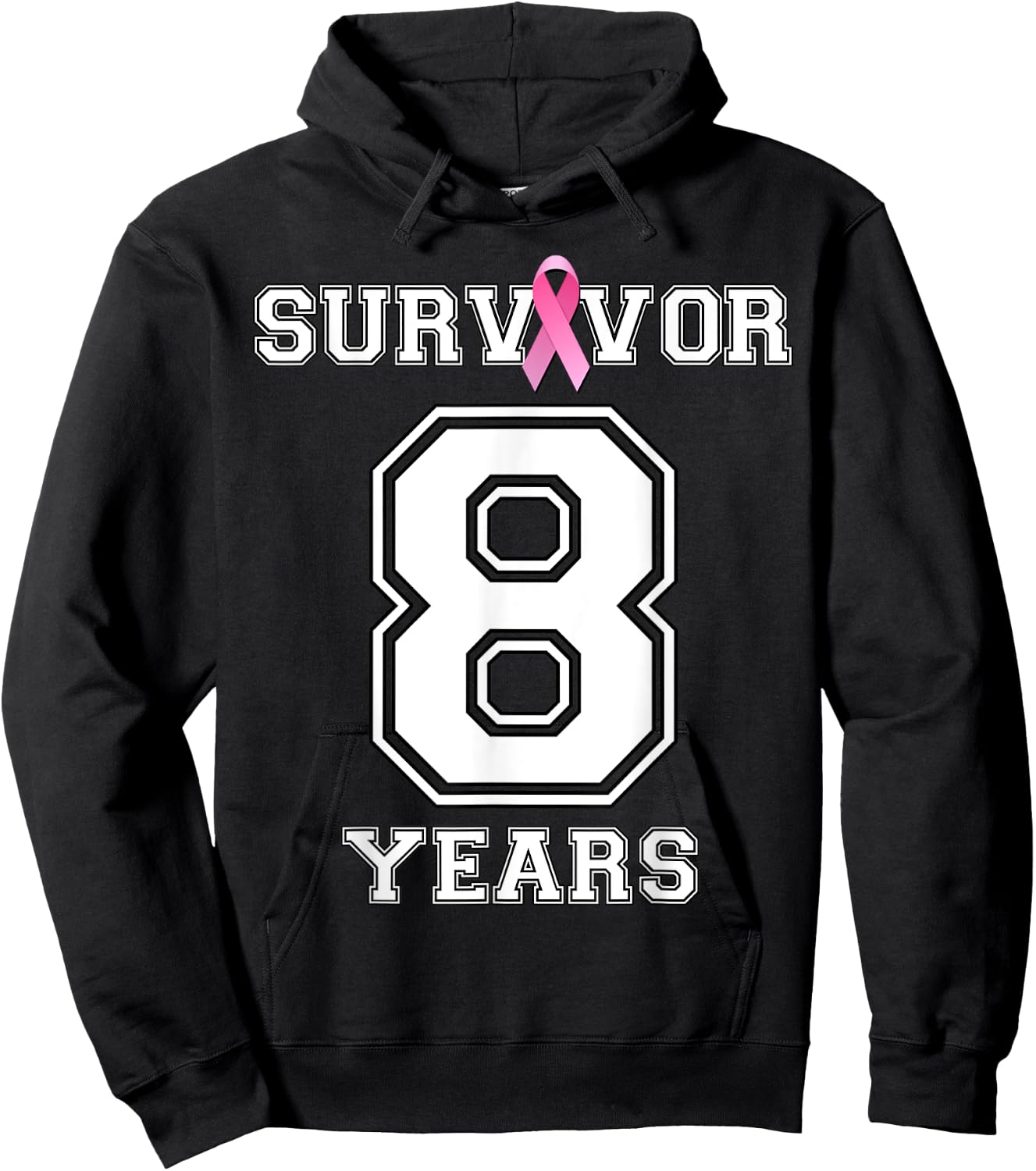 8 Years Breast Cancer Survivor Pink Ribbon Awareness ZL Hoodie - Hoodie | Black
