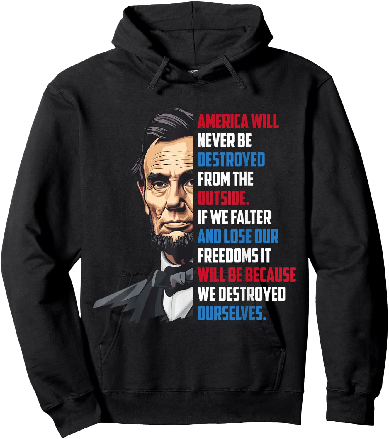 Pro-Democracy Abraham Lincoln Quote Stand For Freedom Hoodie - Hoodie | Black