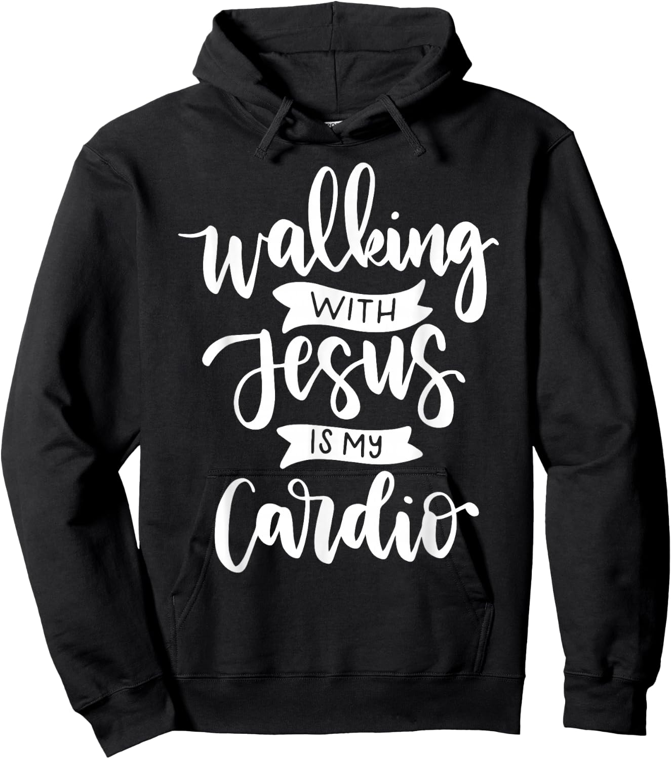 Walking with Jesus is My Cardio Hoodie - Hoodie | Black