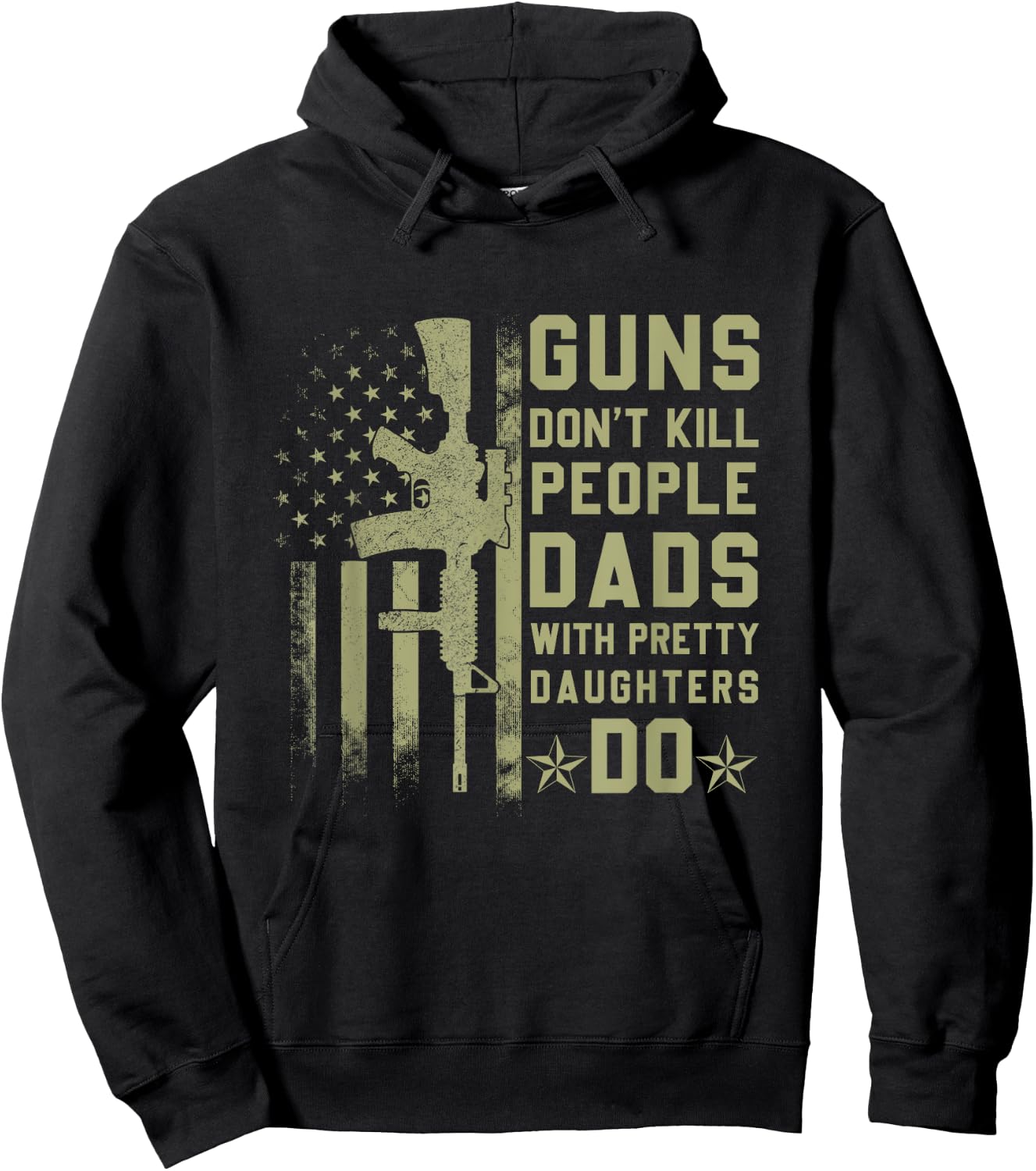 Vintage Retro Guns Don't Kill People Dads With Pretty Daughters Humor Dad , Small, Black Hoodie - Hoodie | Black