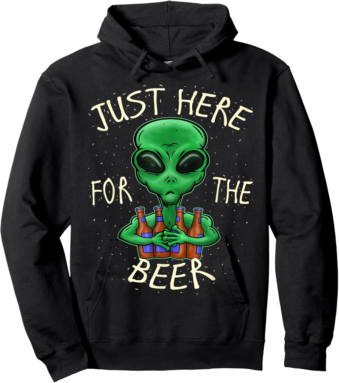 Beer Drinking Gift Just Here For The Beer Alien Graphic Beer Hoodie - Hoodie | Black